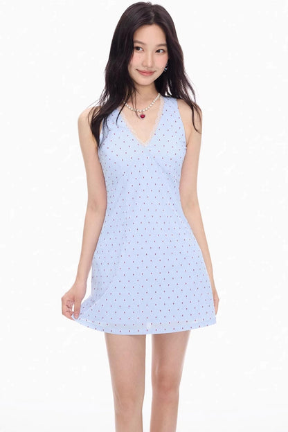 Lace-Trimmed V-Neck Dress