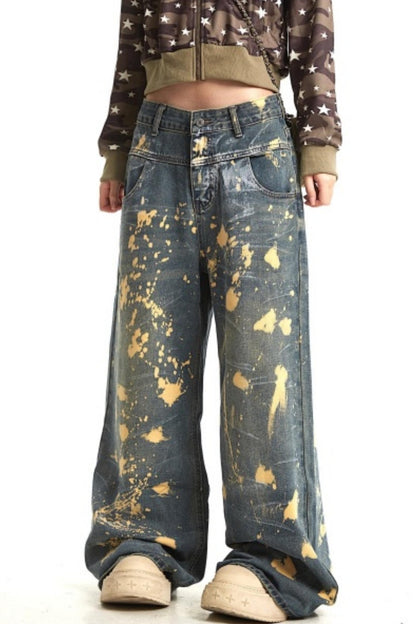 Retro Splatter Denim Pants