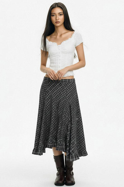 Vintage Check A-Line Skirt