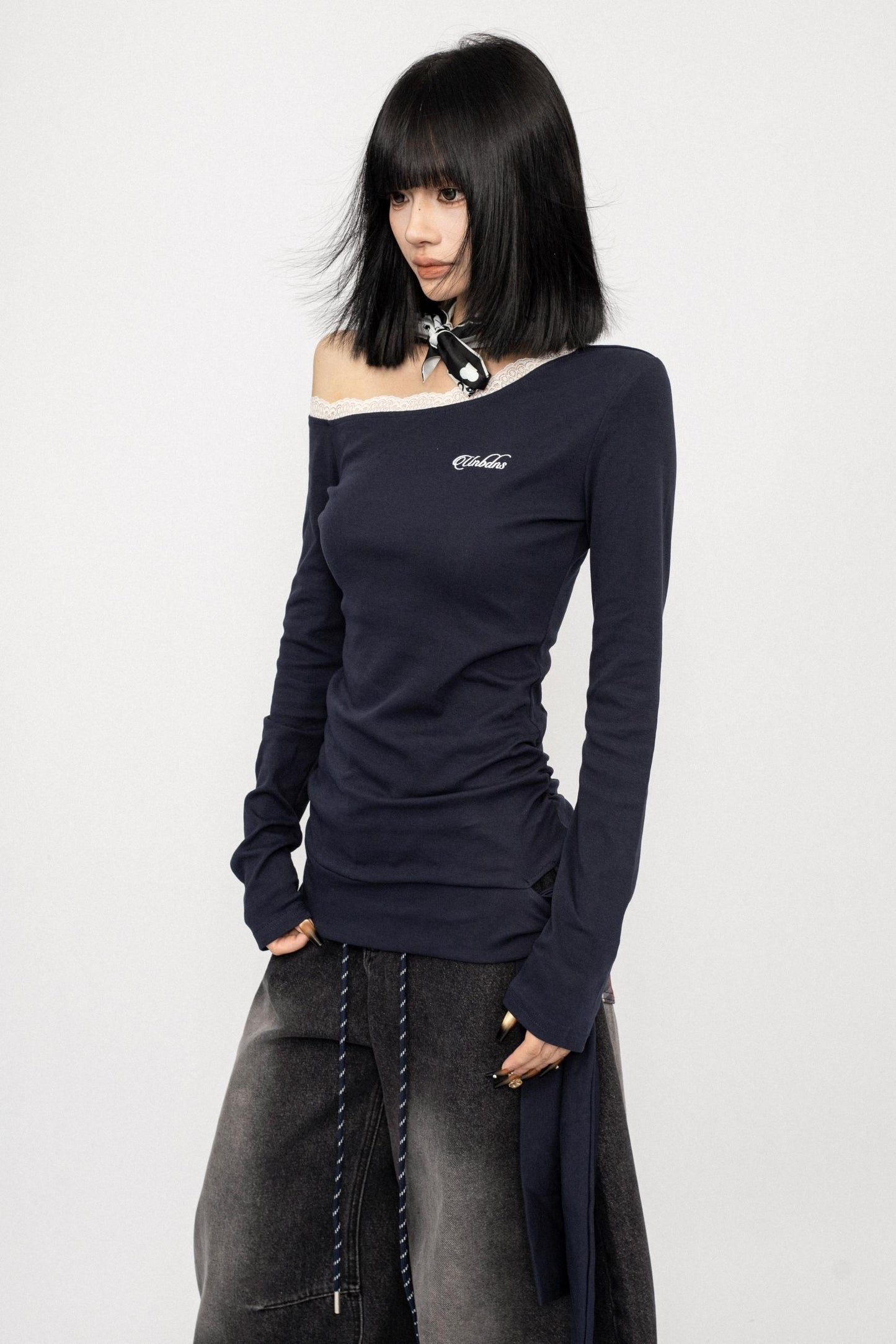 American Lace Crossbody Grey T-Shirt