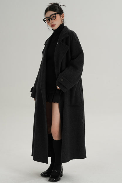 Stand-Up Wool Long Coat