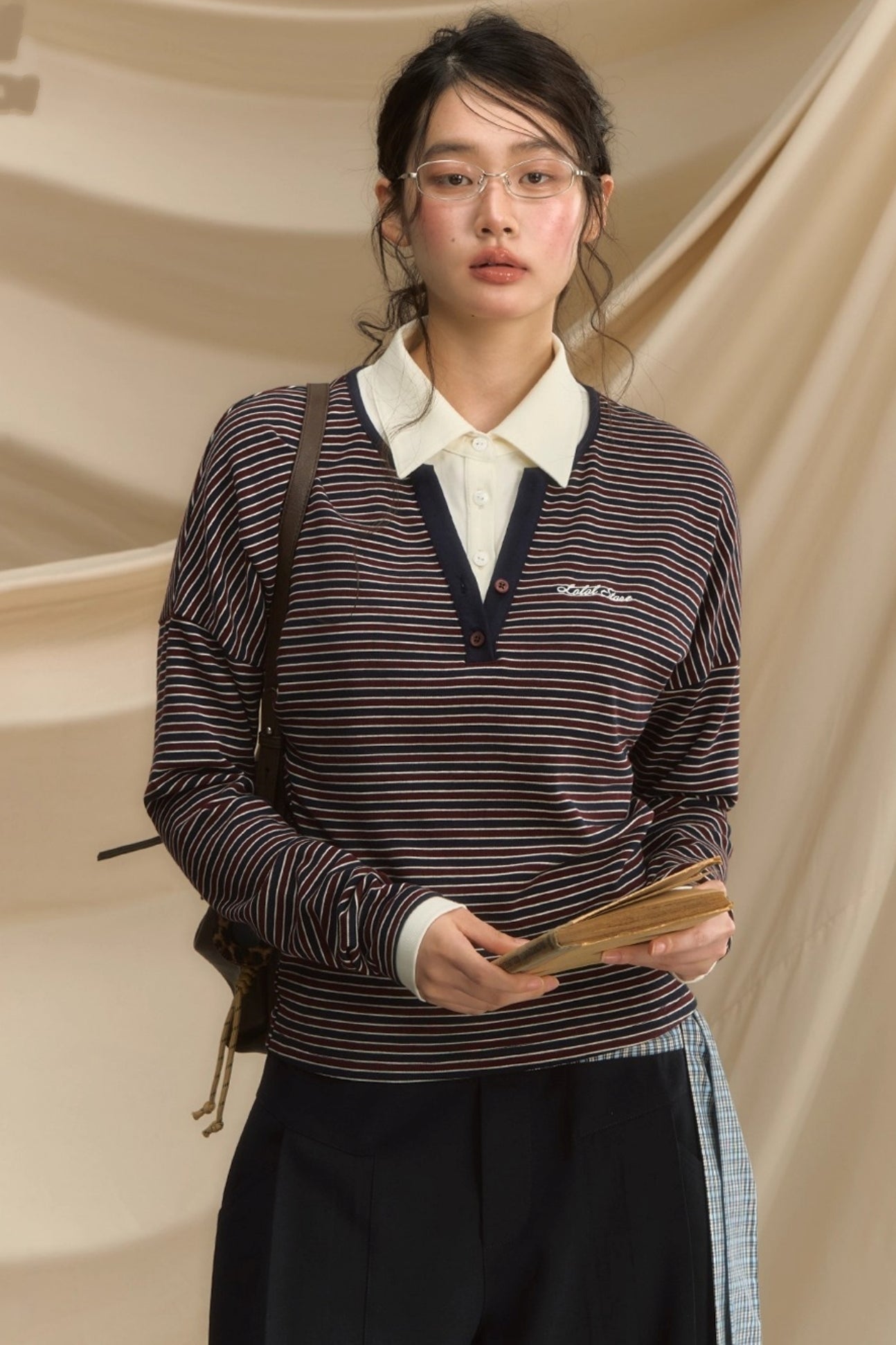 High-Intelligence Striped Long-Sleeved T-Shirt