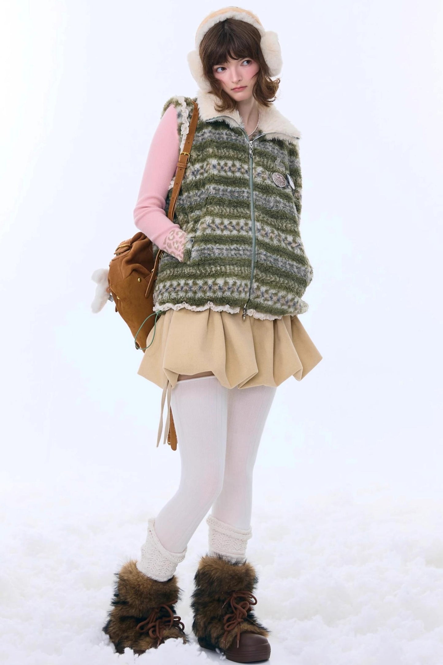 Retro Fair Isle Fleece Vest Jacket