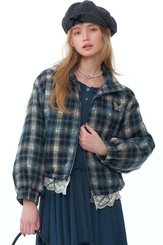 Retro Plaid Thickened Cotton Jacket