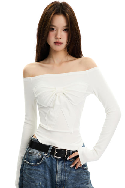 Bow One-Shoulder Slim Top