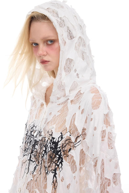Thorned Lace Hooded Top
