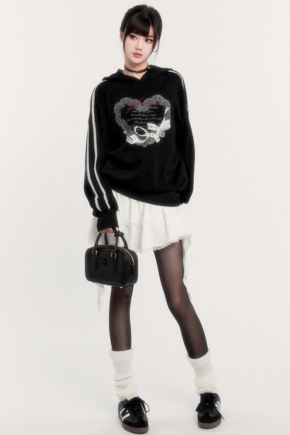 Sports Hooded Top & Skirt Set-Up