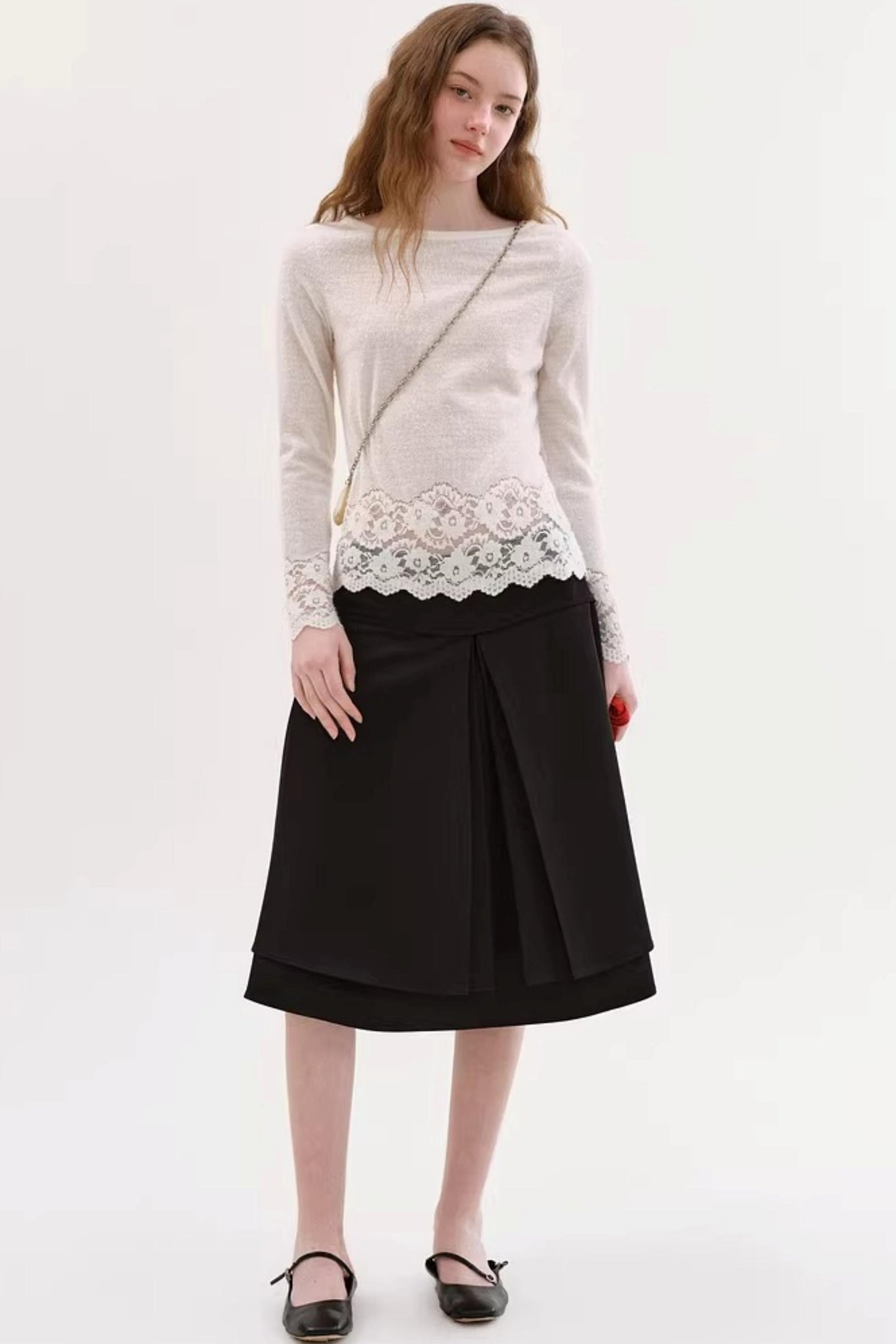 Off-Shoulder Knit Lace Top