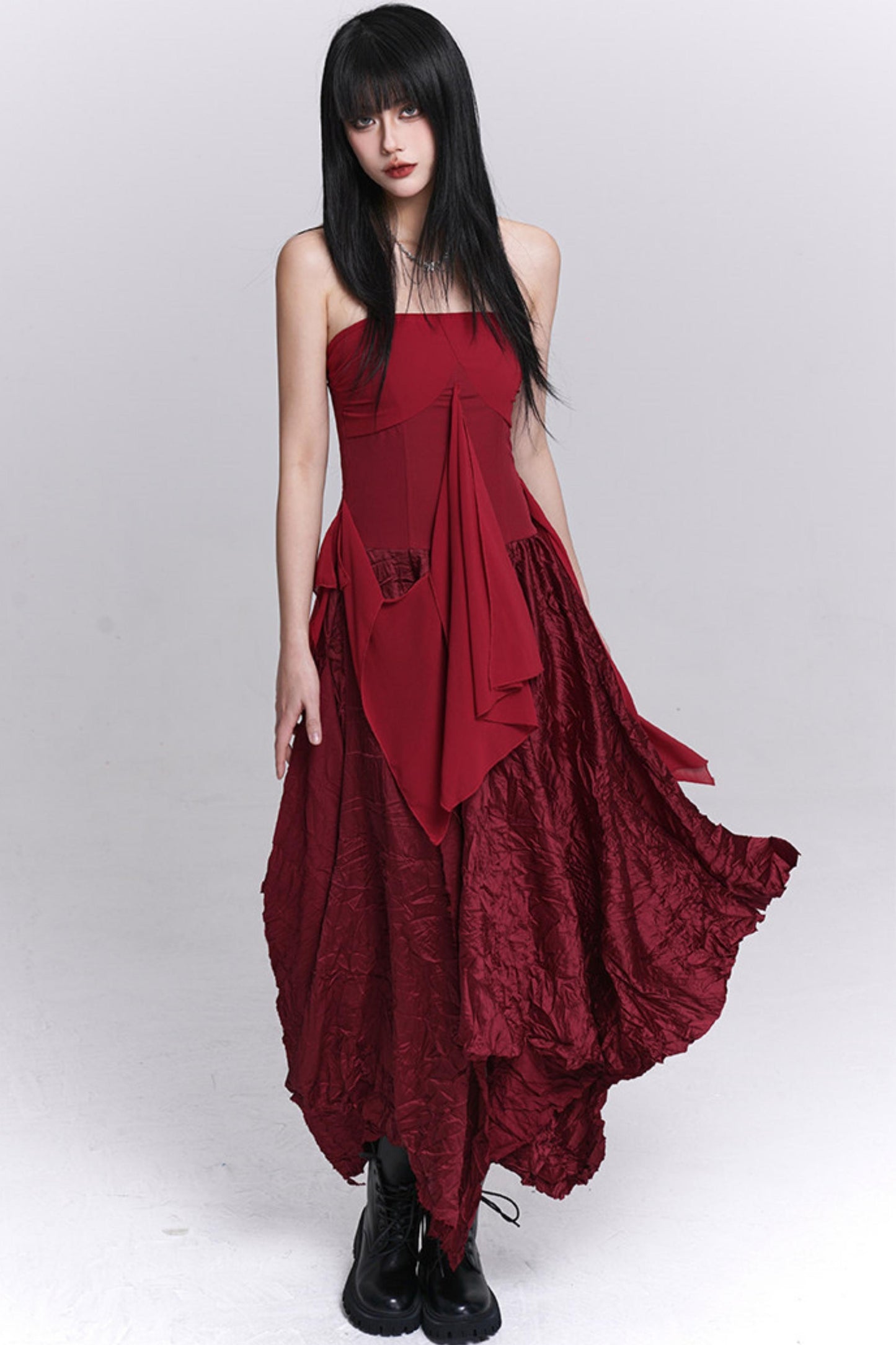 Irregular Red Tube Dress