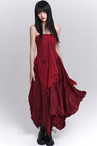 Irregular Red Tube Dress