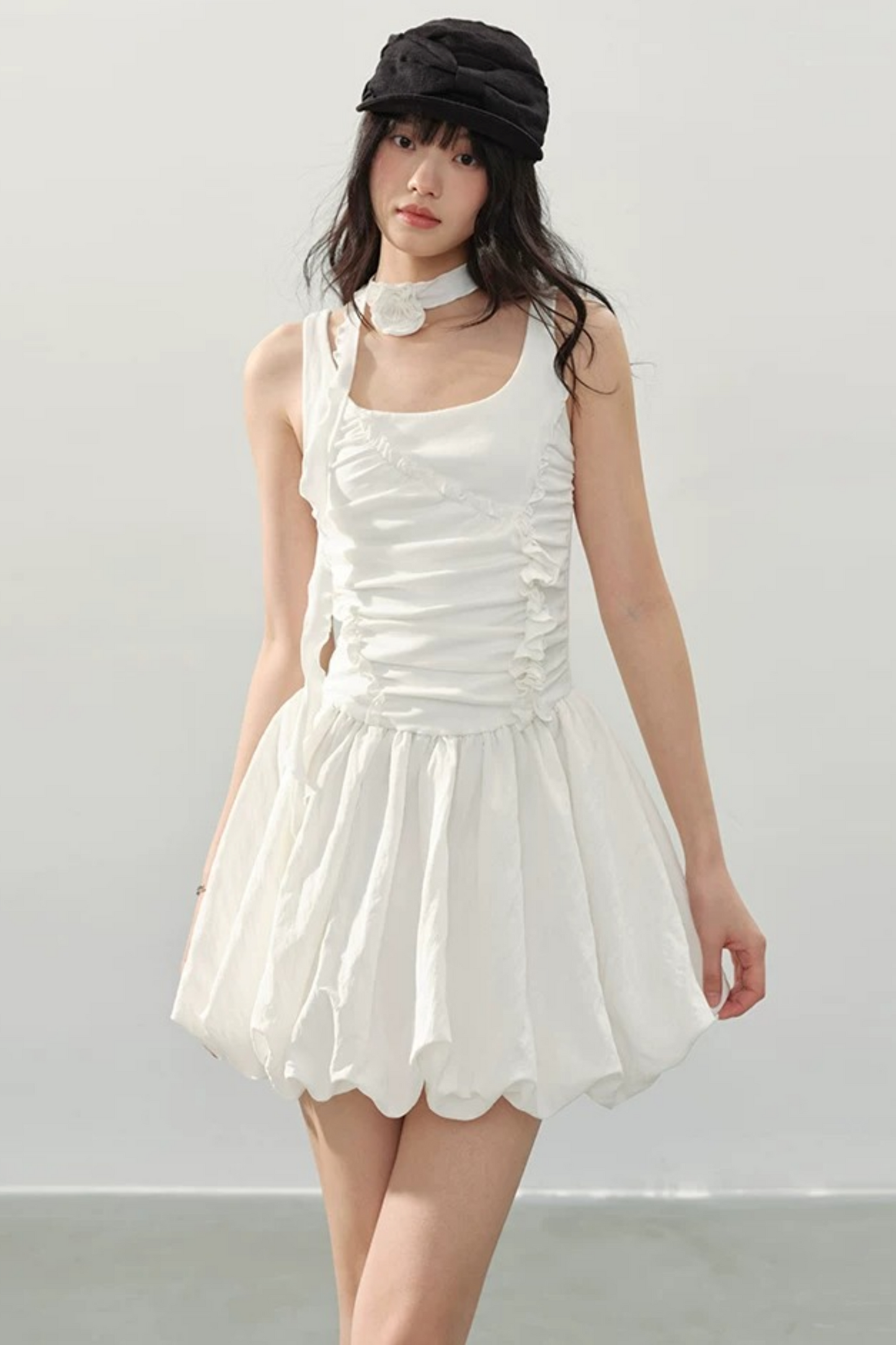 Vestido blanco con volantes Luna
