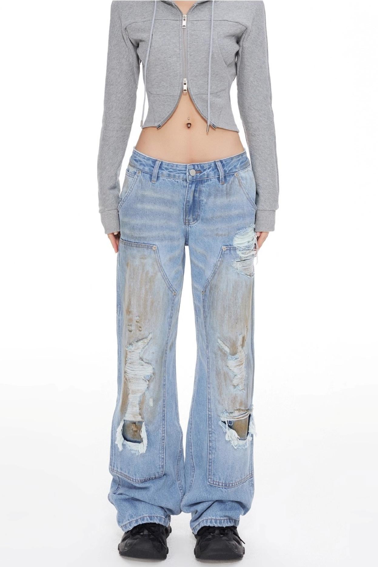 Wide-Leg Denim Pants