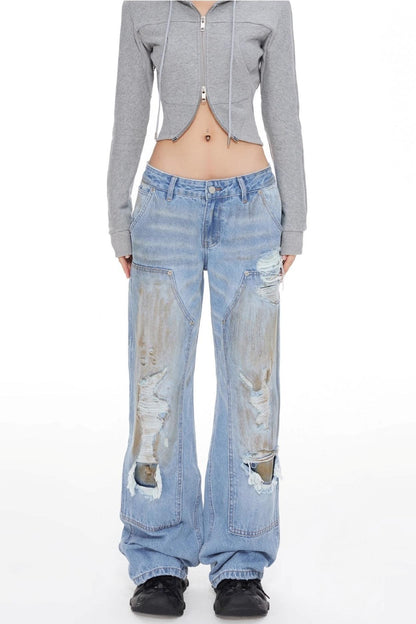 Wide-Leg Denim Pants