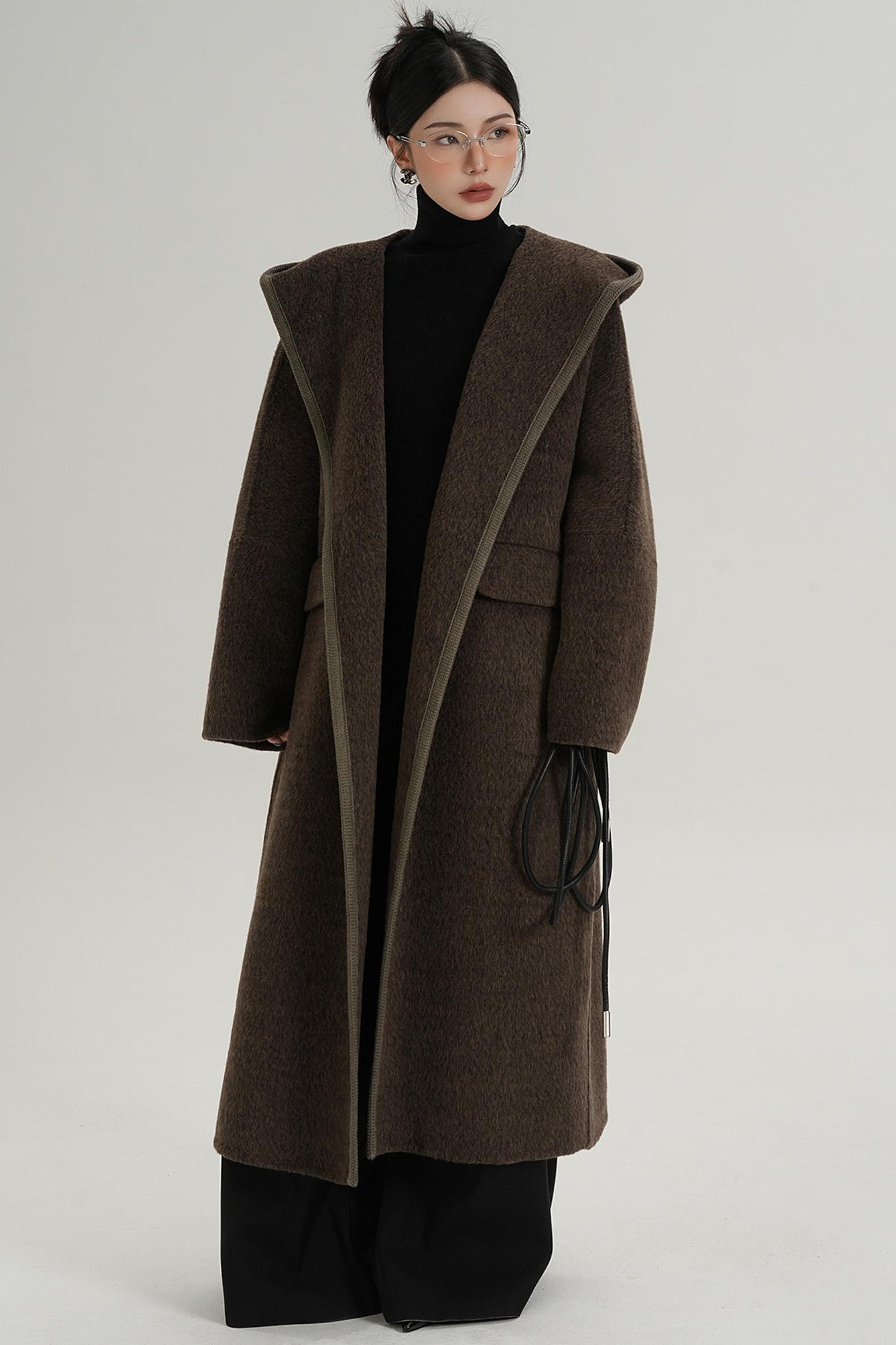 Lace-Up Wool Minimal Coat