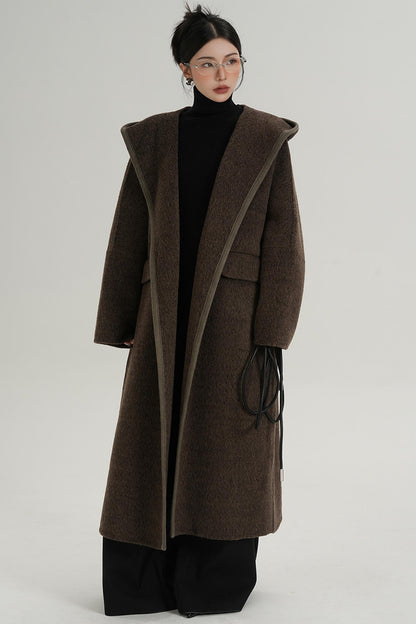 Lace-Up Wool Minimal Coat