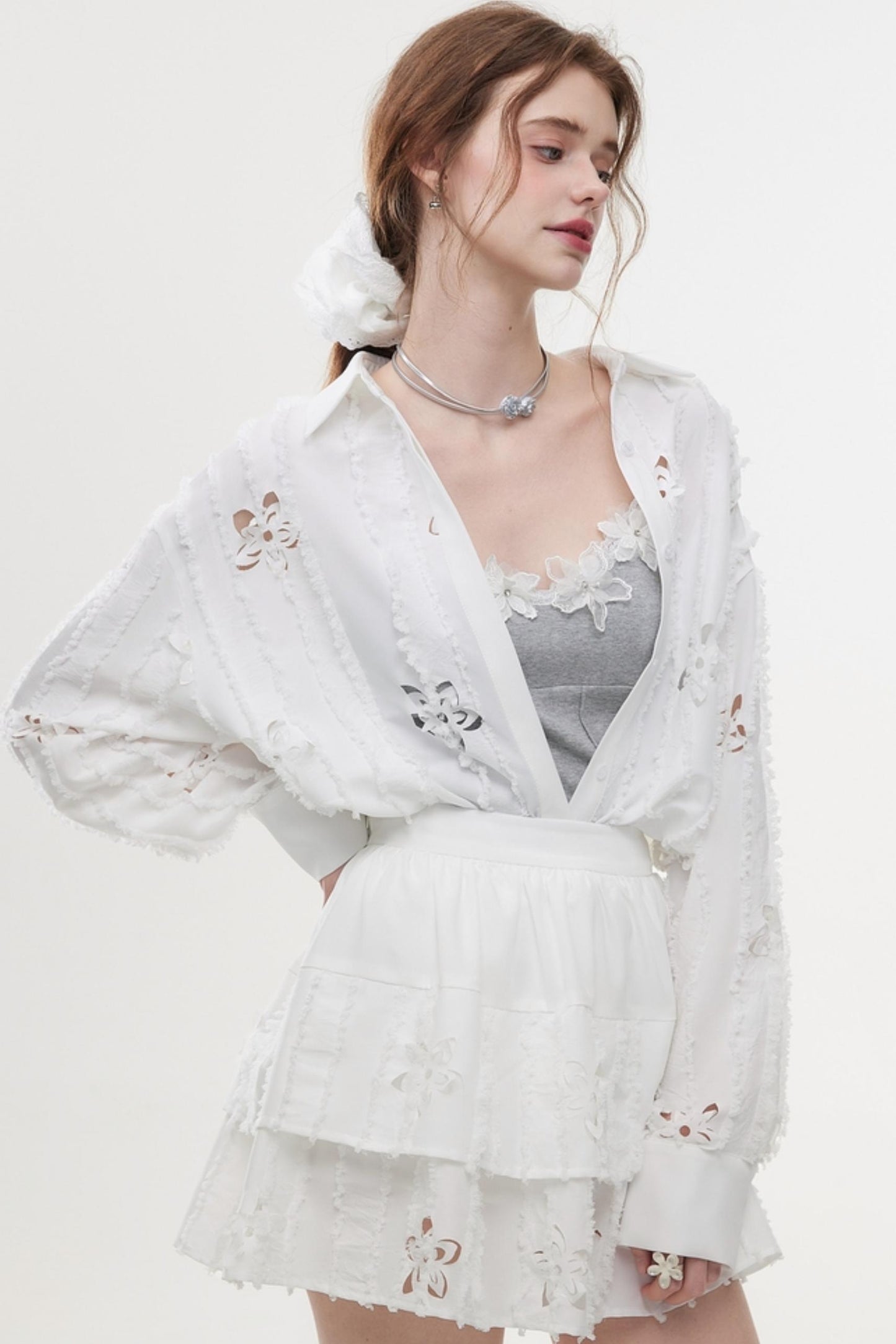 French Style Hollow Floral Two-Piece Set-Up