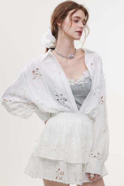 French Style Hollow Floral Two-Piece Set-Up