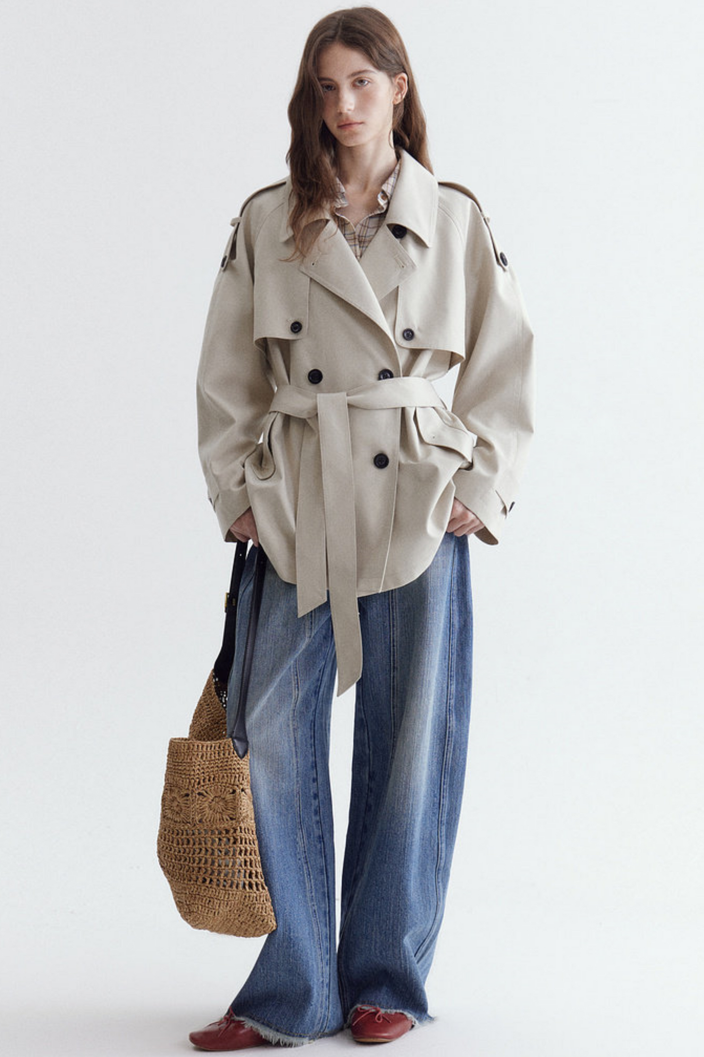 French Classic Double-Breasted Trench Coat