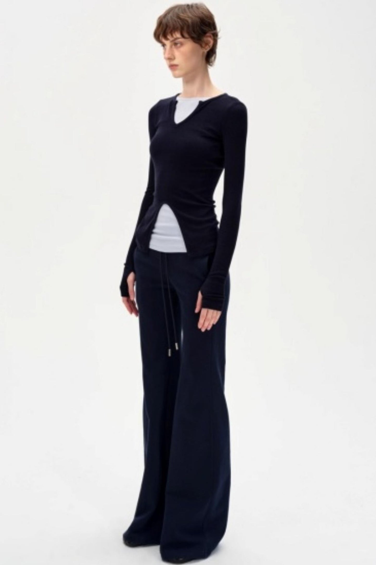 V-Neck Slim Fit Panel Base Top