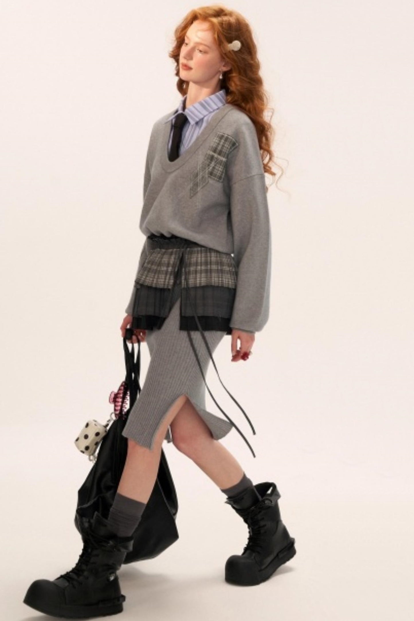 Temperament Gray Sweater Dress