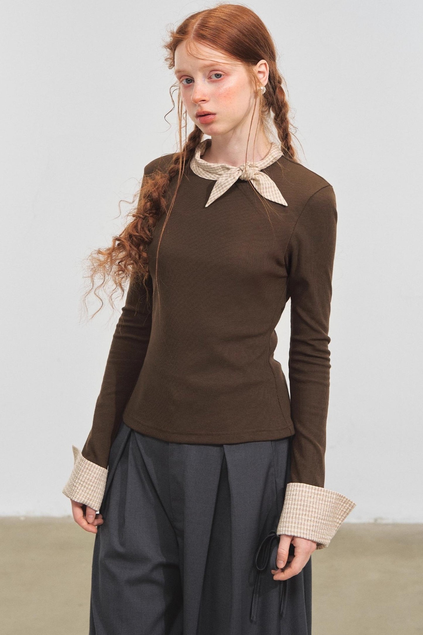 Bow Tie Slim Knit Top