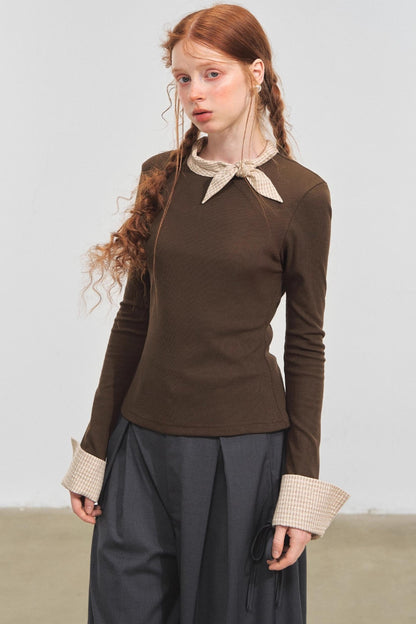 Bow Tie Slim Knit Top