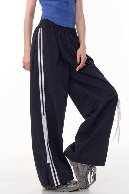 Retro Draped Wide-Leg Sweatpants