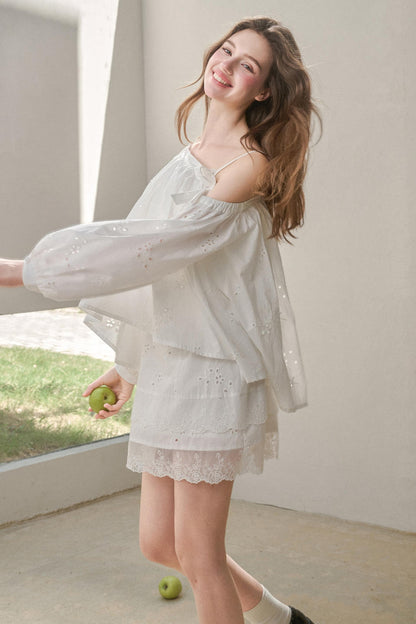 Embroidered Flower Elegant Skirt Set-Up