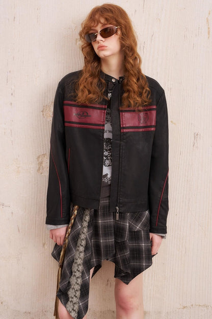 Luxury Rose Embroidered Leather Jacket