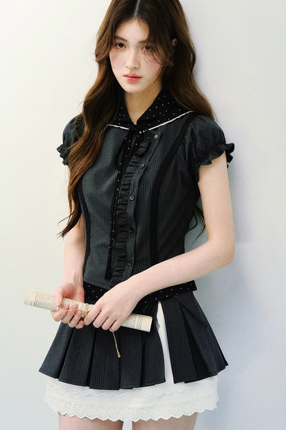 Striped Patchwork Blouse Set-Up