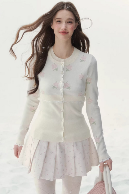 Floral Knitted Sweater Top