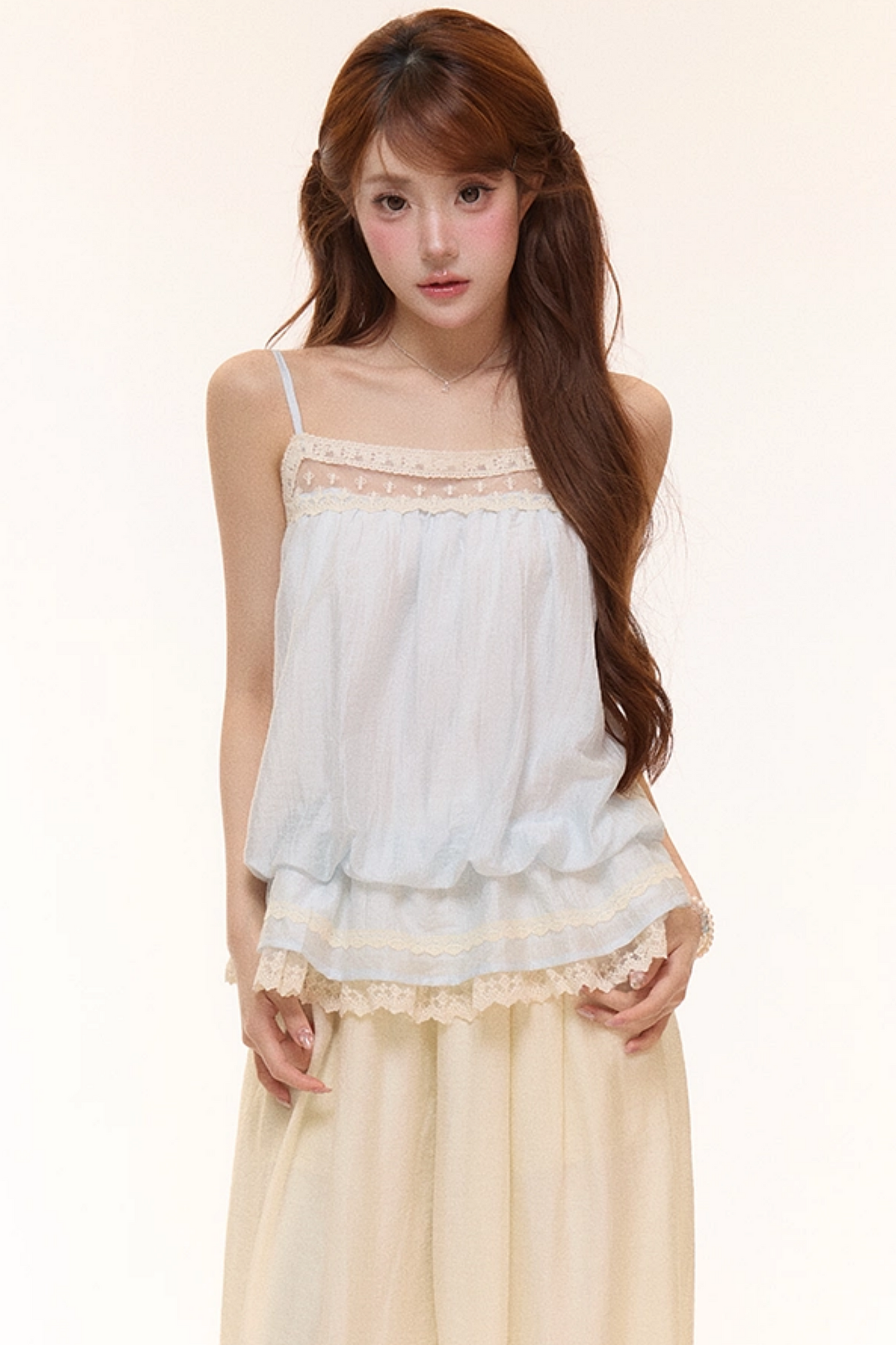 Embroidered Lace Balloon Pants Set-Up
