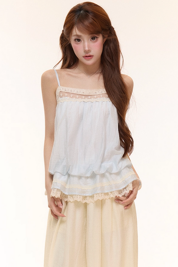 Embroidered Lace Balloon Pants Set-Up