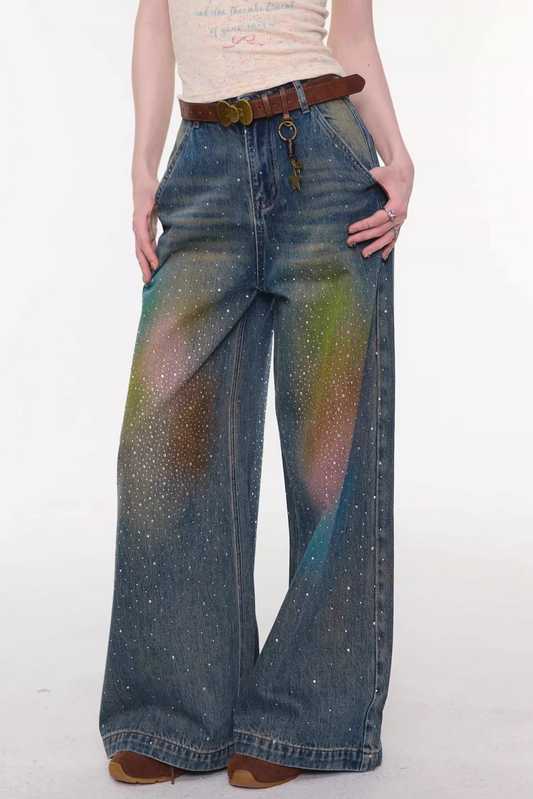 Gradient Rainbow Denim Pants