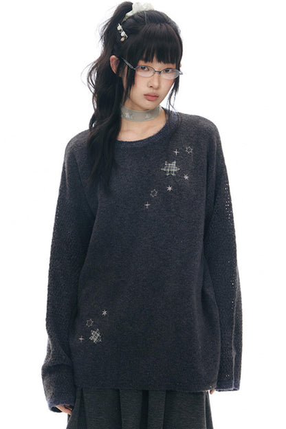 Embroidered Star Knit Sweater