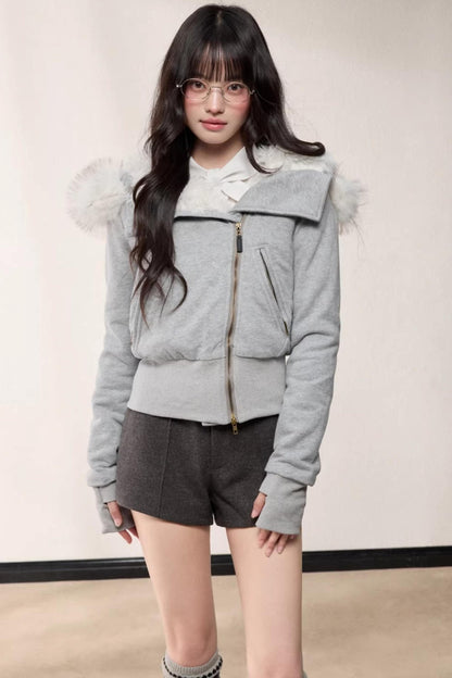 Hooded Fleece Slim Jacket