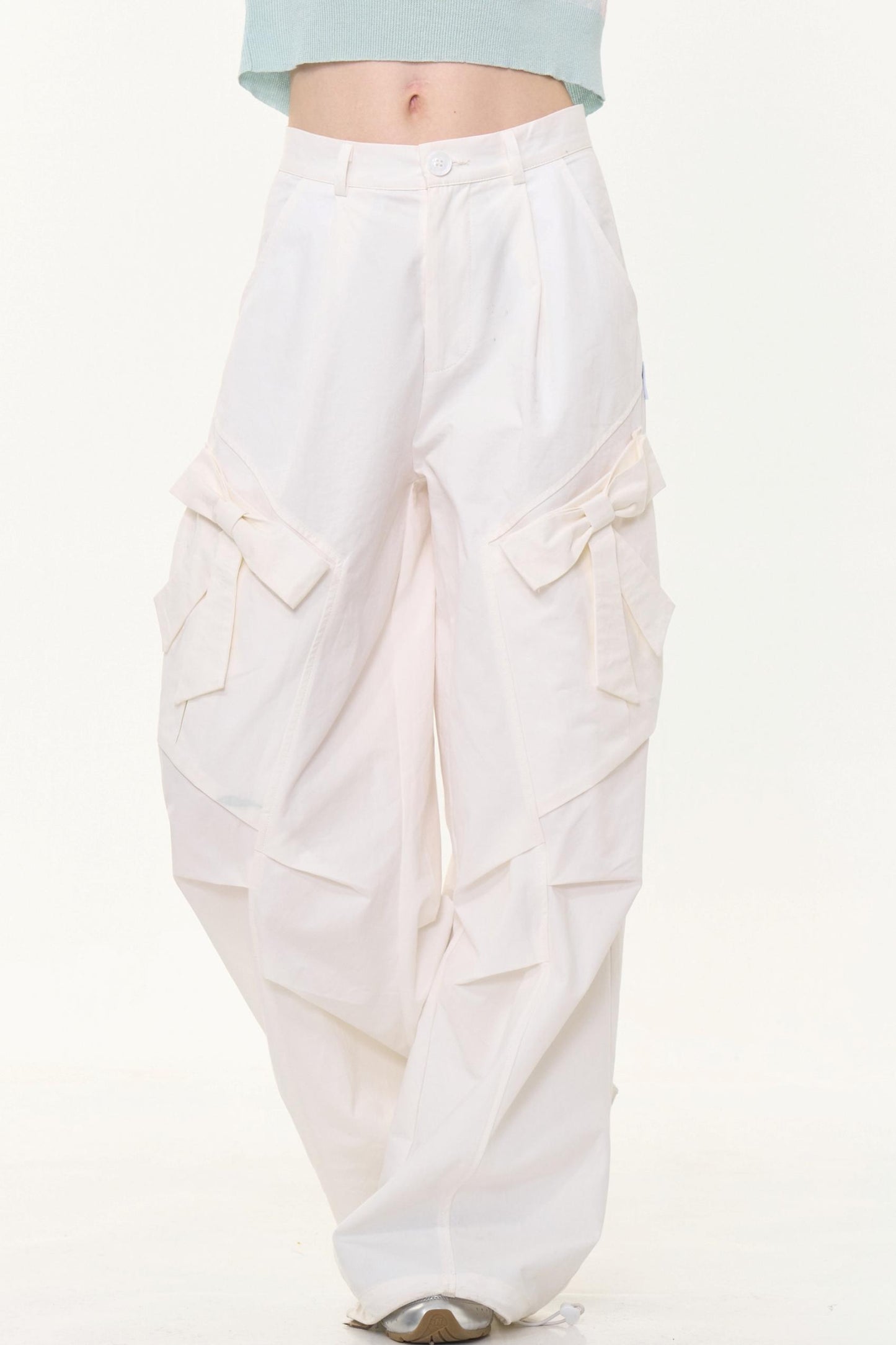 Retro White High-Waist Wide-Leg Pants