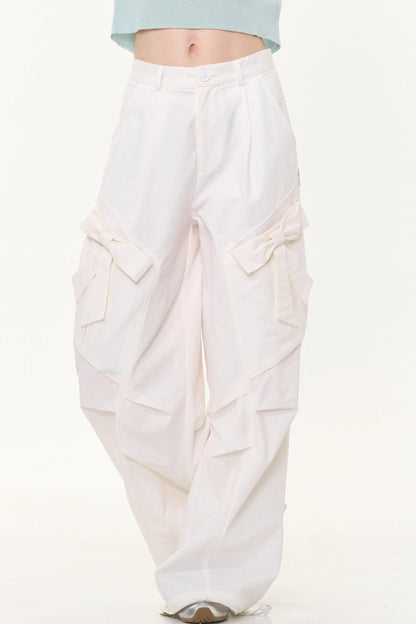 Retro White High-Waist Wide-Leg Pants