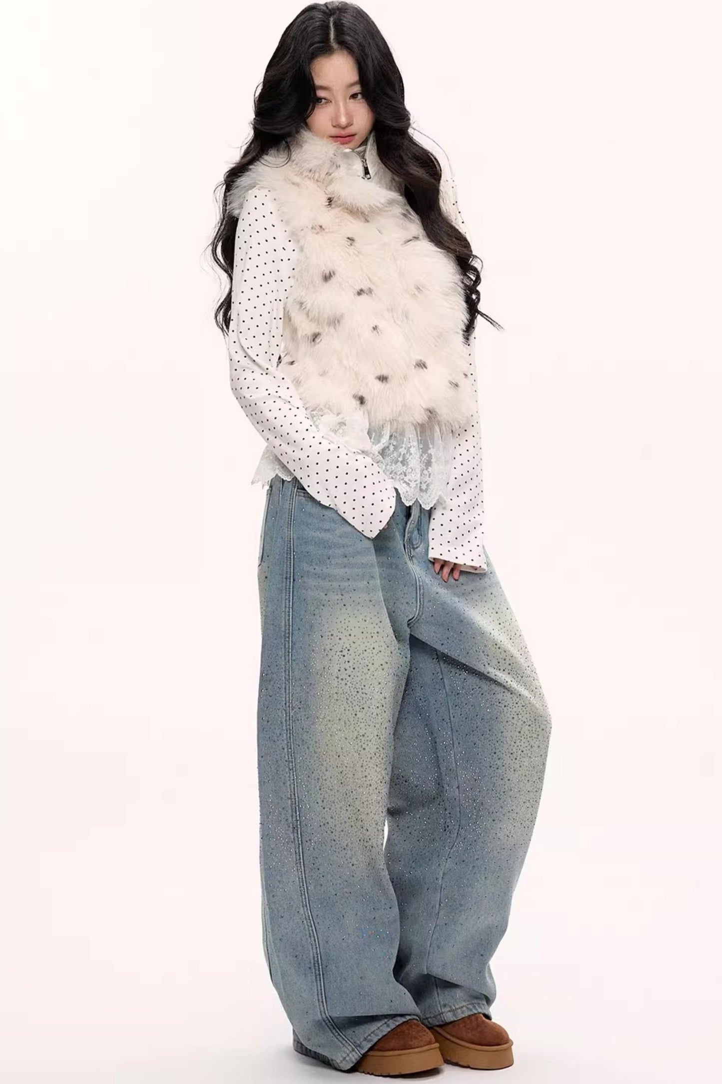 Galaxy Starry Wide-Leg Jeans