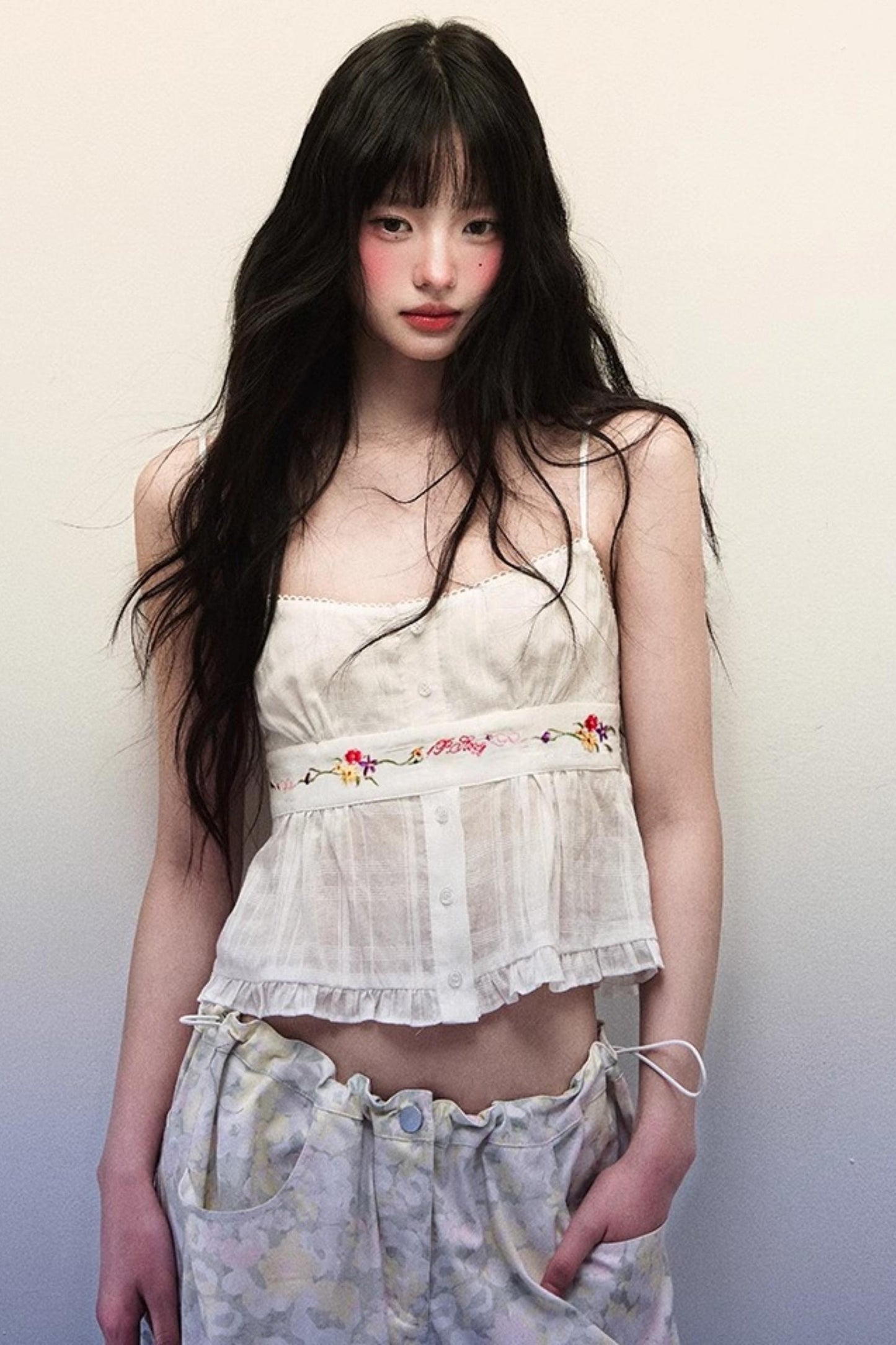 Ruffled Cotton Camisole Top