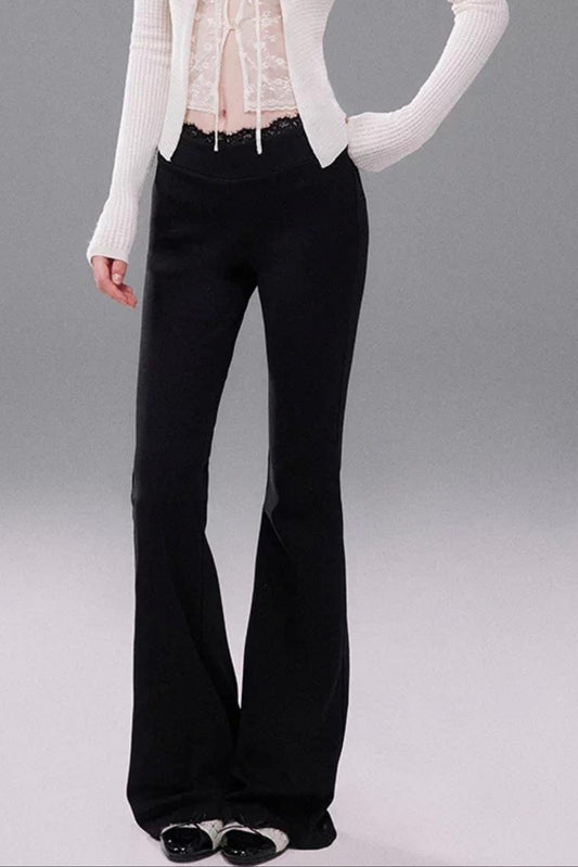Black Lace Waistband Pants