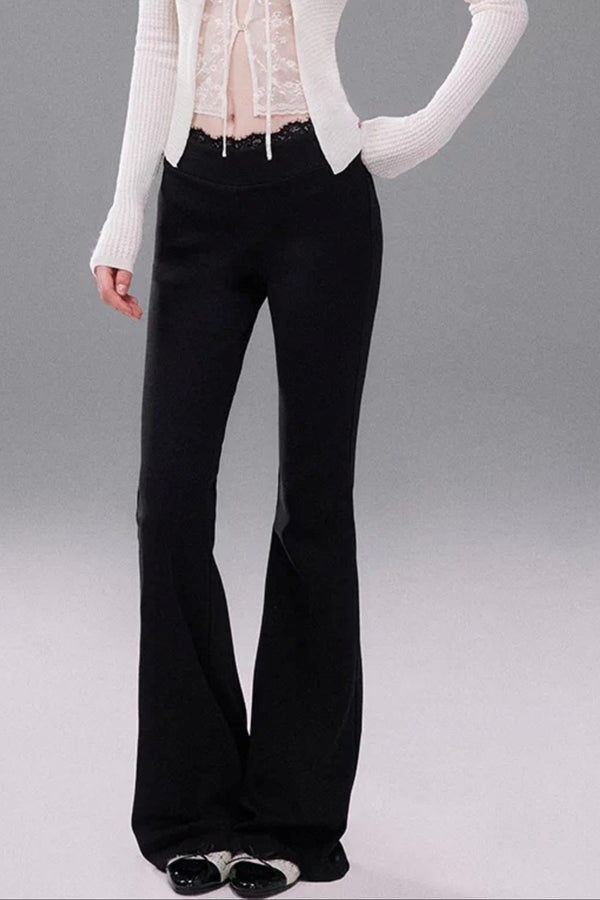 Black Lace Waistband Pants