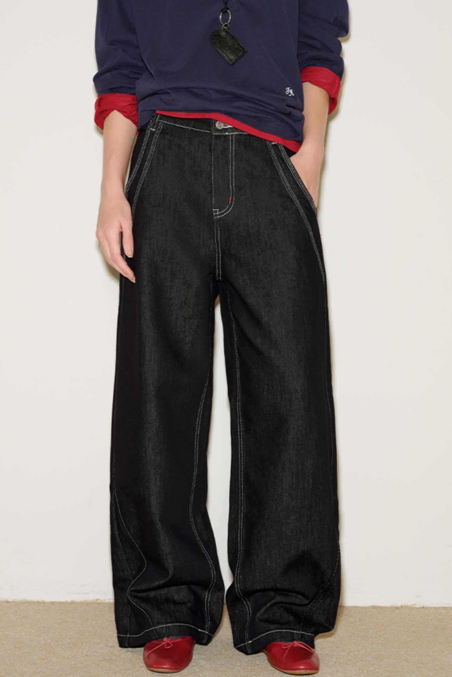 Retro Red Knot Denim Pants