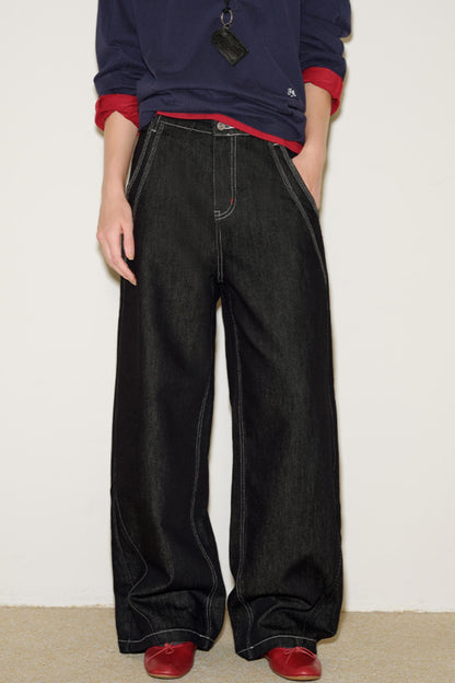 Retro Red Knot Denim Pants