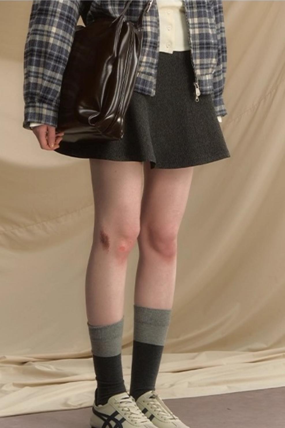 High Waist Gray  A-Line Skirt