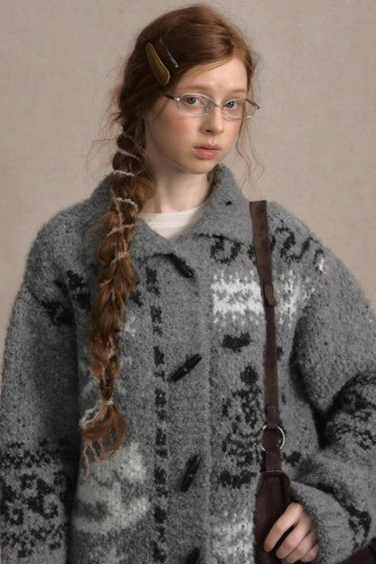 Retro Collegiate Knitted Cardigan