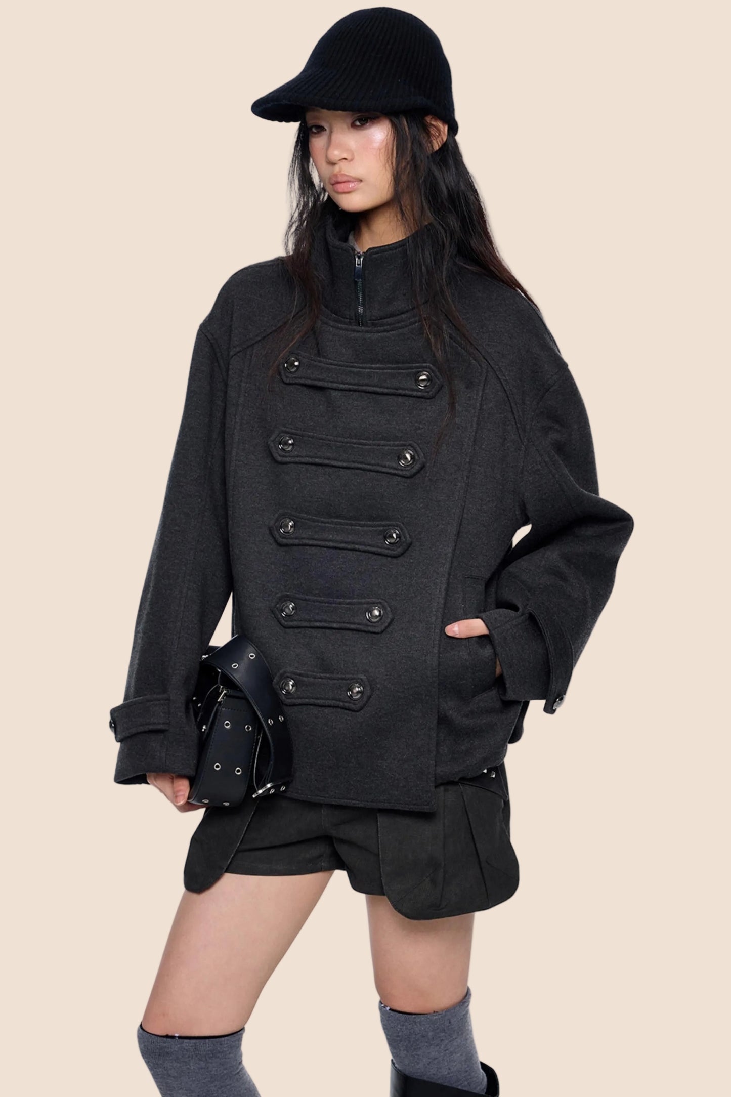 Silhouette Pleated Wool Coat