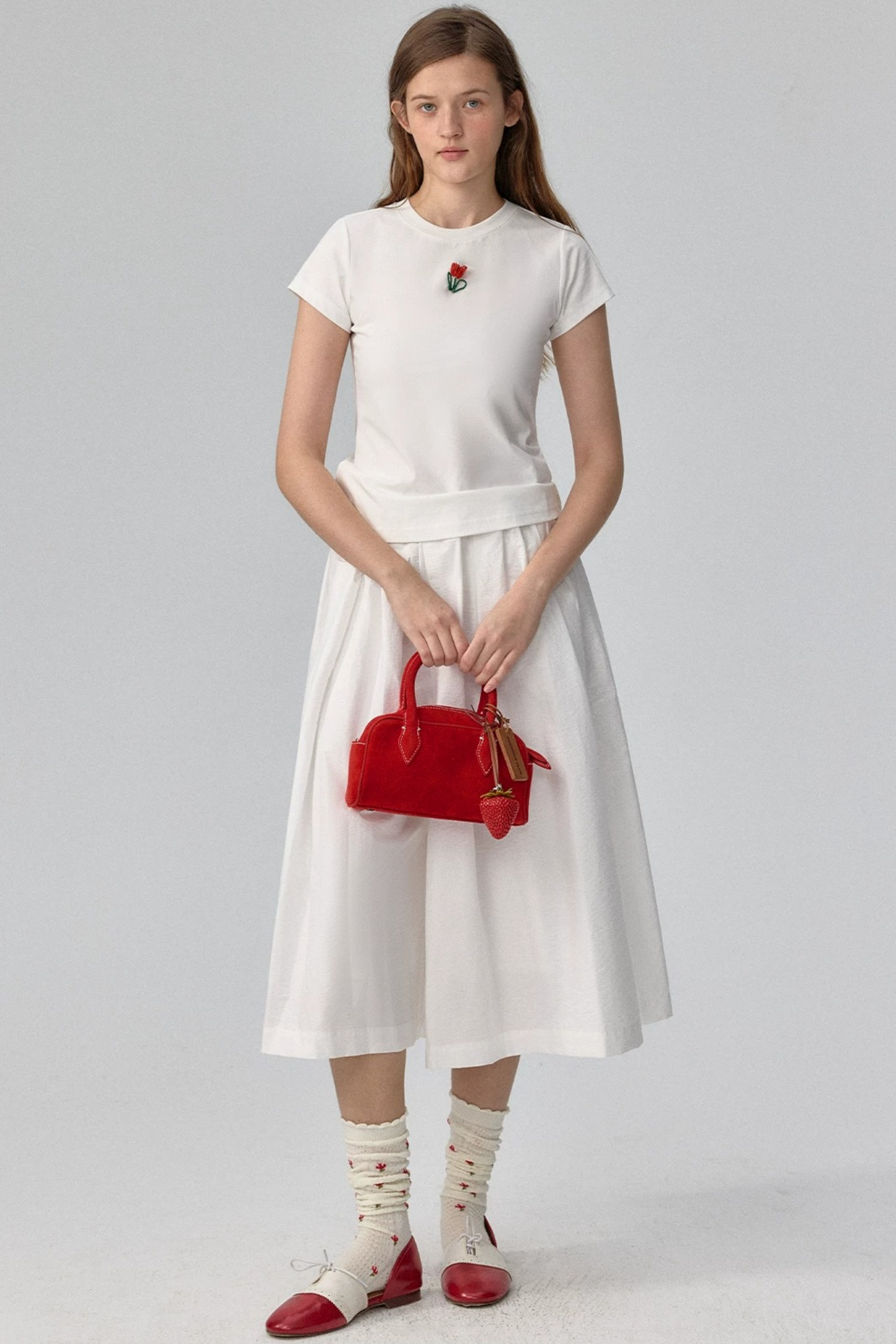 Pleated Cropped Wide-Leg Pants