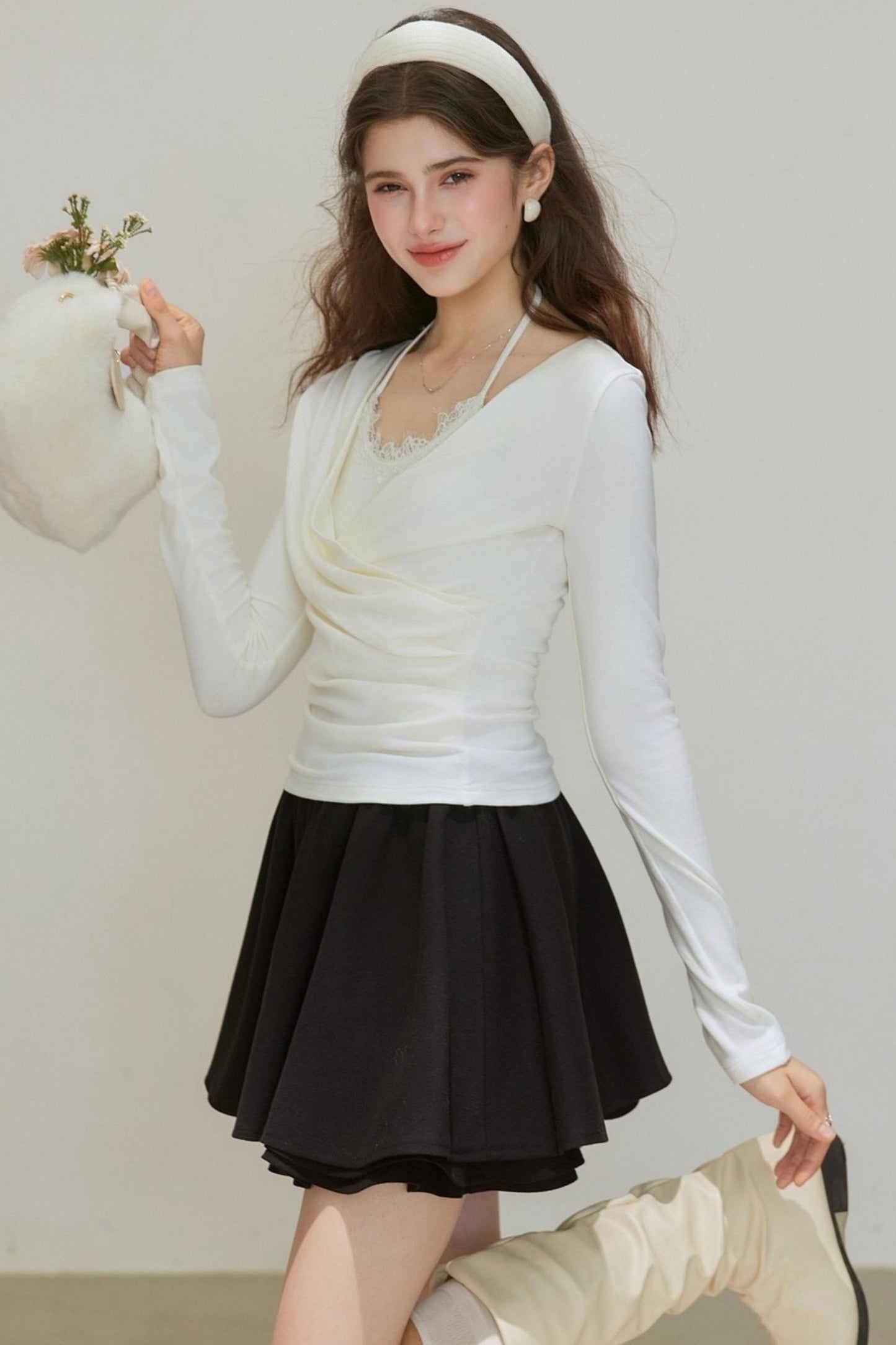 Ruffled Pleated A-Line Skirt