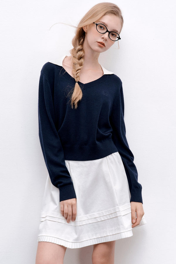 V-Neck Two-Piece Pullover Sweater